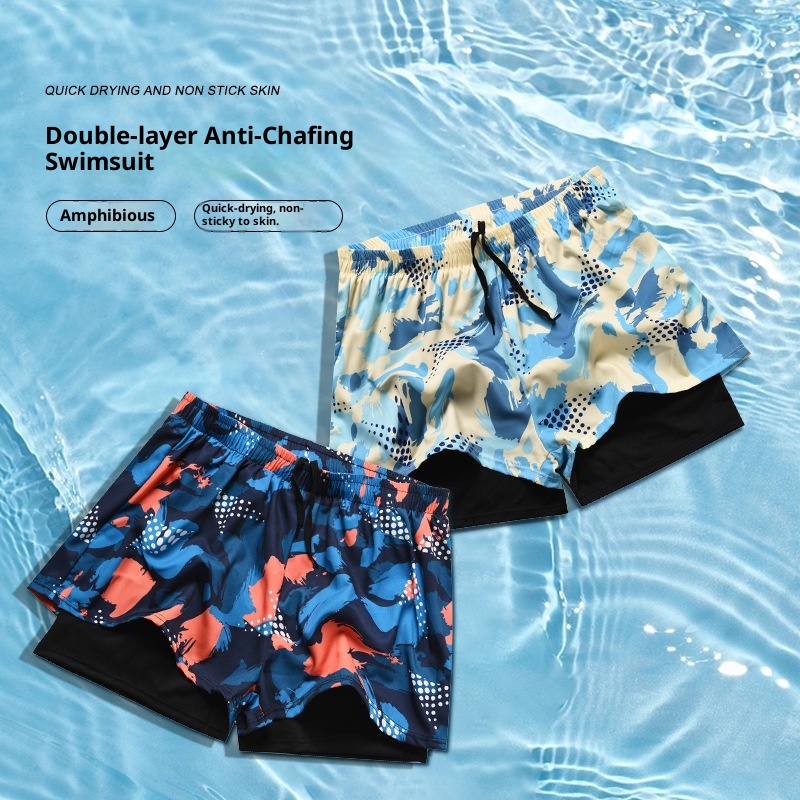 001 Double Layer Quick-Dry For Men, New Anti-Embarrassment Large Size Loose Printed Hot-Selling Adult Professional Swimming_voghion.com
