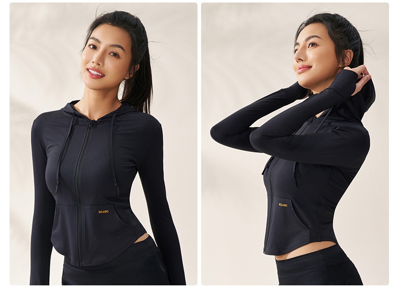 ActiveGo ActiveGo Zhejiang Xichen Original Yarn, abbigliamento da yoga traspirante con cappuccio e protezione solare UV per donna, abbigliamento leggero per esterni_voghion.com
