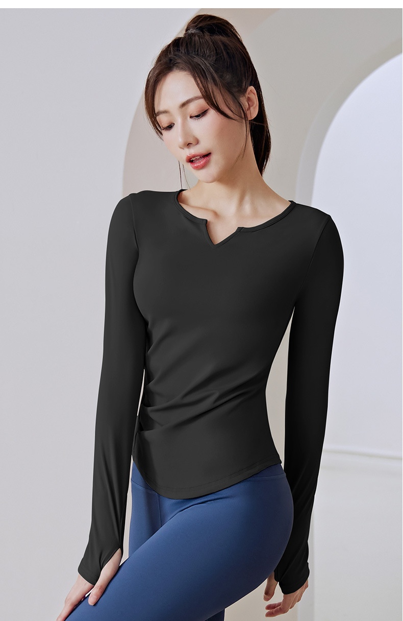 ActiveGo ActiveGo Cross-Border V-Neck Sleeve Yoga Wear Tummy Control Butt Lift Slim Fit Patchwork Long Outdoor Running Sports Fitness_voghion.com