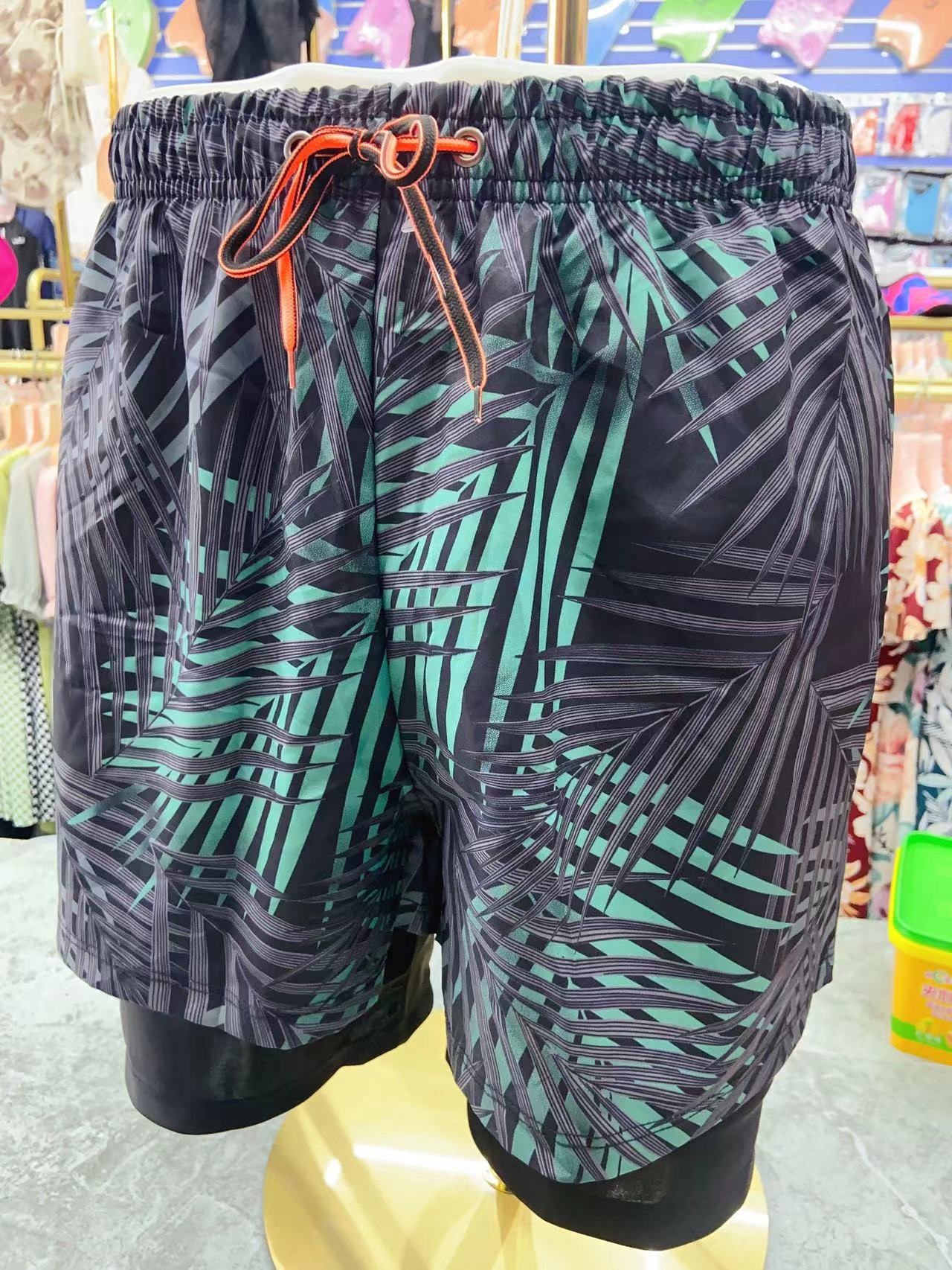 001 Anti-Peinlichkeit Doppellagige Neue Bedruckte Bequeme Badeshorts für Erwachsene in Übergrößen Herren Badehose_voghion.com