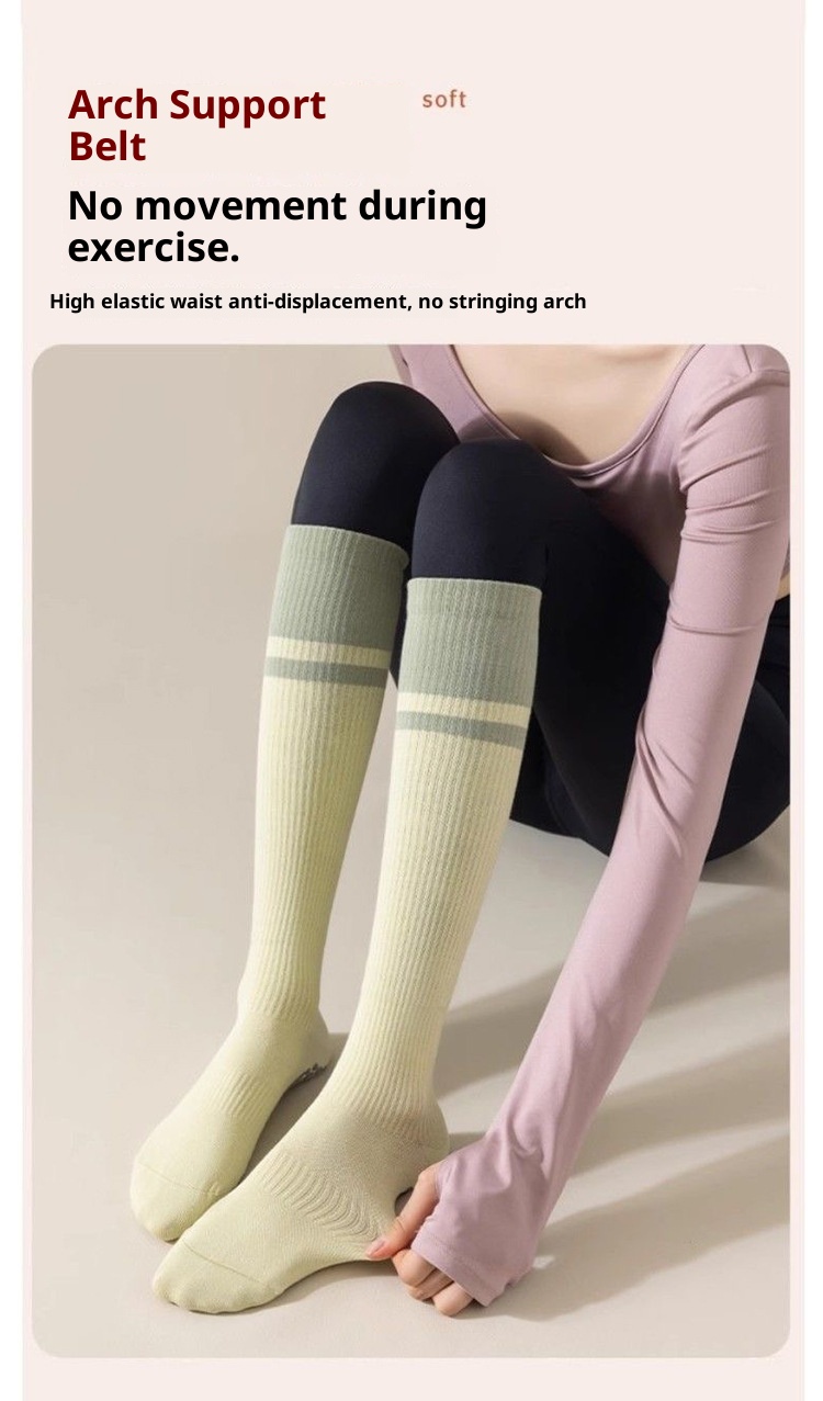 001 Yoga Socks Thin Non-Slip Mid-Calf Professional Compression Calf Pilates Summer Jump Rope Running Sports Fitness_voghion.com