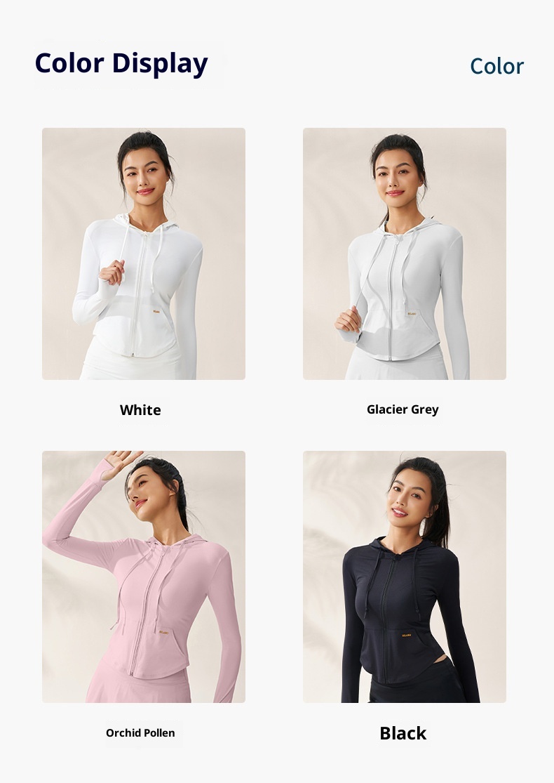 ActiveGo ActiveGo Zhejiang Xichen Original Yarn, abbigliamento da yoga traspirante con cappuccio e protezione solare UV per donna, abbigliamento leggero per esterni_voghion.com