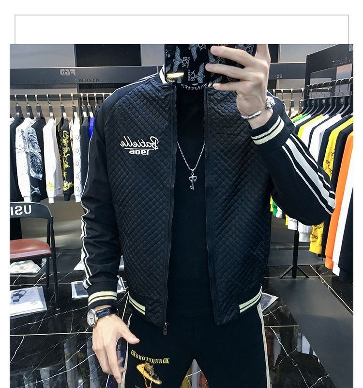 ActiveGo ActiveGo Giacca da baseball da uomo europea di alta qualità con patchwork ricamato, imbottita e calda, autunno 2023_voghion.com