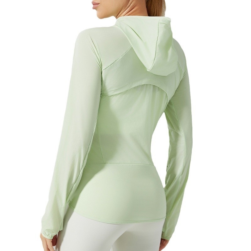 ActiveGo ActiveGo QCFE Qiancai Feier Summer Outdoor Sports Yoga Fitness Running Hooded Ice Feel Sun Protection Jacket For Women 3031_voghion.com