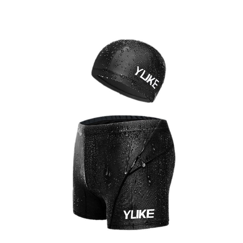 Maillot de bain boxer grande taille 001 pour homme, idéal pour les sources thermales, avec bonnet de bain confortable._voghion.com