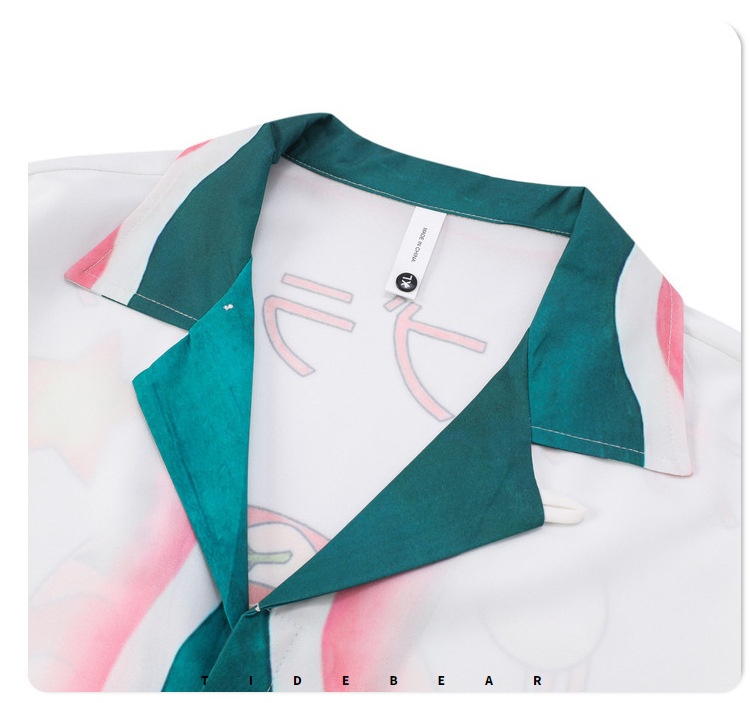 ActiveGo ActiveGo Foreign Trade Cross-Border European And American Trendy Brand Casual Short Sleeve Shirt Retro Beach Digital Print Color_voghion.com