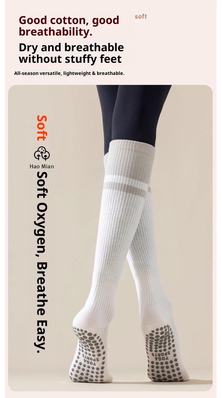 001 Yoga Socks Thin Non-Slip Mid-Calf Professional Compression Calf Pilates Summer Jump Rope Running Sports Fitness_voghion.com