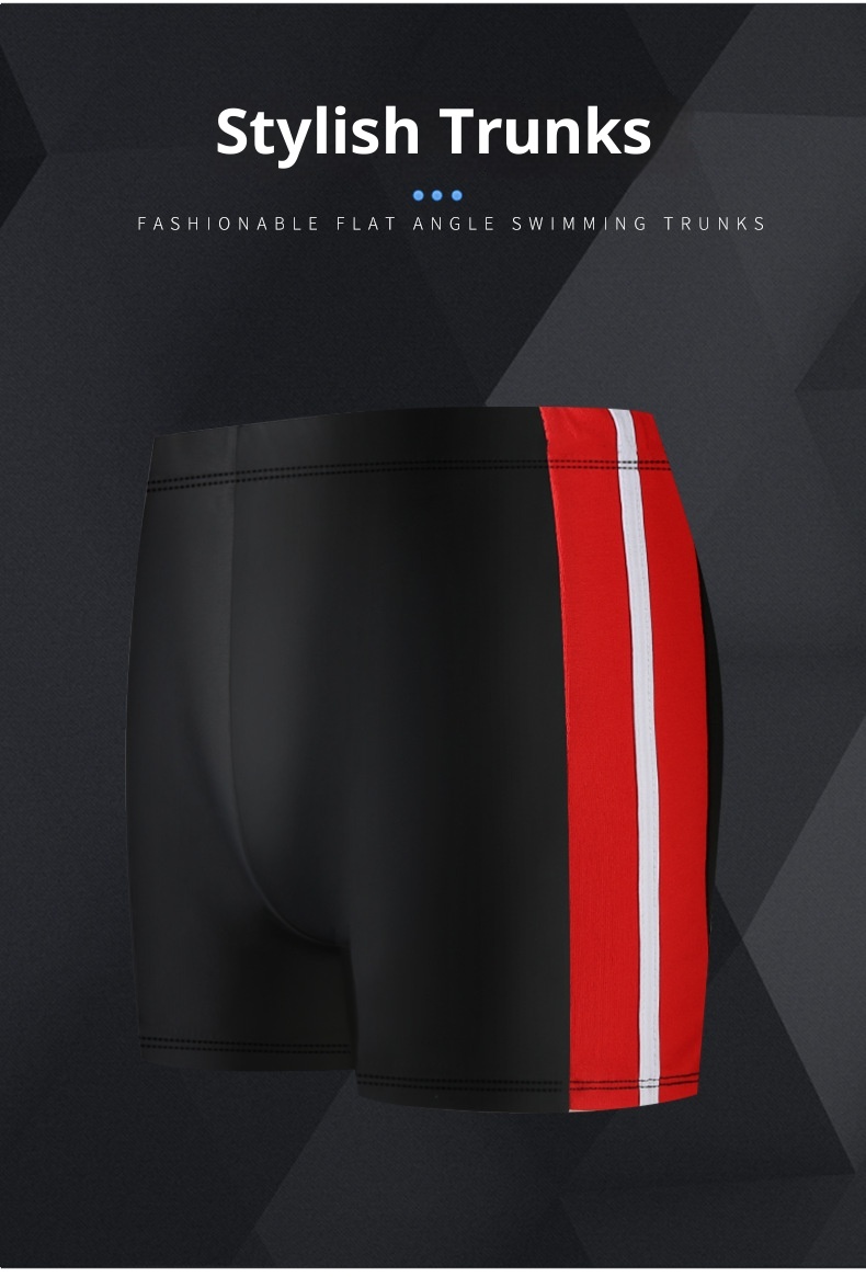 001 Men's Swim Trunks Anti-Embarrassment Adult Sports Plus Size Fashion Color Block Quick-Dry Beach Boxer Shorts_voghion.com