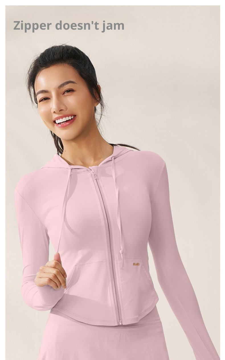 ActiveGo ActiveGo Zhejiang Xichen Original Yarn, abbigliamento da yoga traspirante con cappuccio e protezione solare UV per donna, abbigliamento leggero per esterni_voghion.com