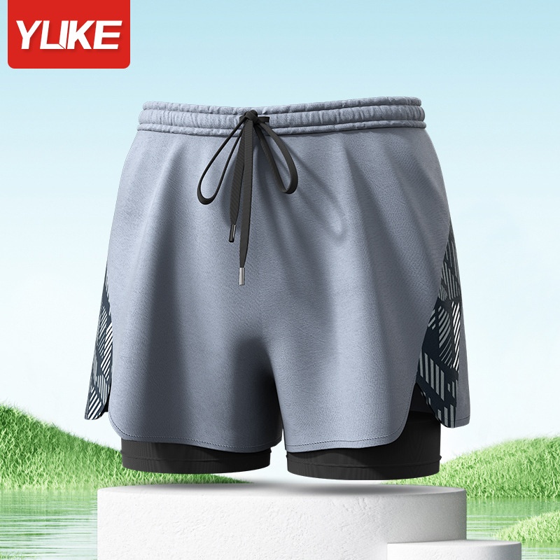 001 Yuke Herren Badehose, doppellagig, schnelltrocknend, professionell, Anti-Peinlichkeits-Badehose, neue große Größe, lockerer Schnitt, Sonnenschutz_voghion.com