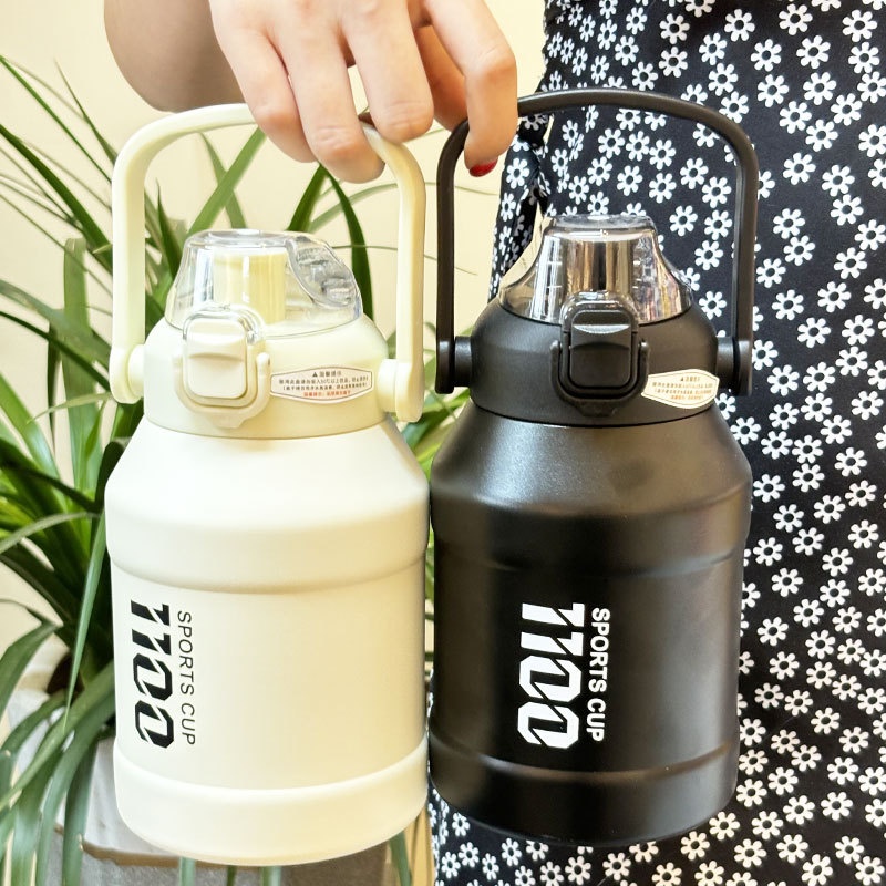 001 Borraccia termica in acciaio inossidabile di grande capacità con cannuccia per sport all'aperto, portatile, fitness, thermos_voghion.com