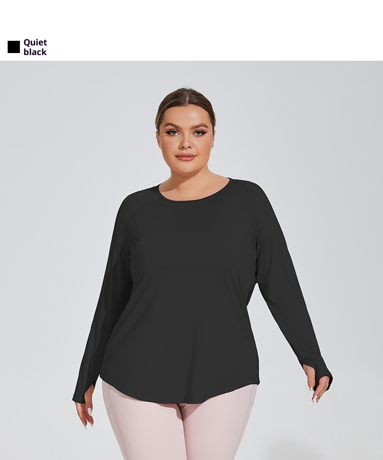 ActiveGo ActiveGo Plus Size Loose Fit Hip-Covering Yoga Shirt Slimming Mesh Back Traspirante Manica Lunga Running Fitness Top Abbigliamento Sportivo Per_voghion.com