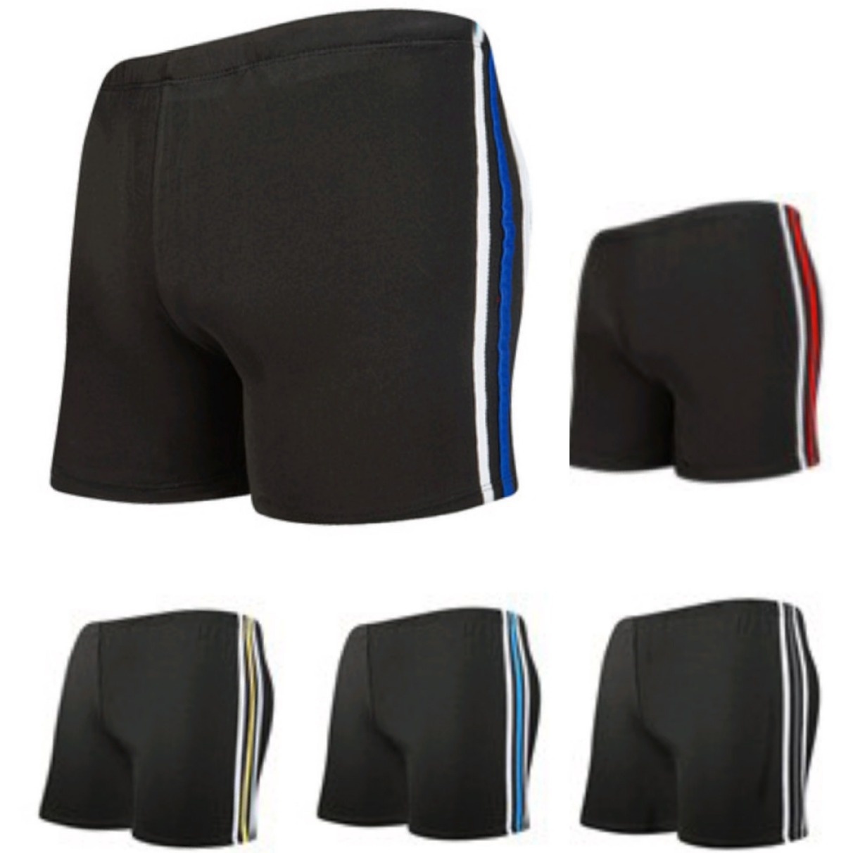 001 Herren Fünf-Punkt-Sport-Freizeit-Boxershorts, atmungsaktiv, schnelltrocknend, locker, Strand, Erwachsene, Übergröße, bequeme Badehose, Großhandel_voghion.com