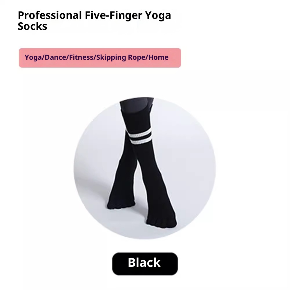 Chaussettes de yoga professionnelles Five-Finger Yoga antidérapantes mi-mollet pour le sport en salle, le Pilates, l'automne et l'hiver, chaudes et chaudes, idéales pour la danse au sol._voghion.com