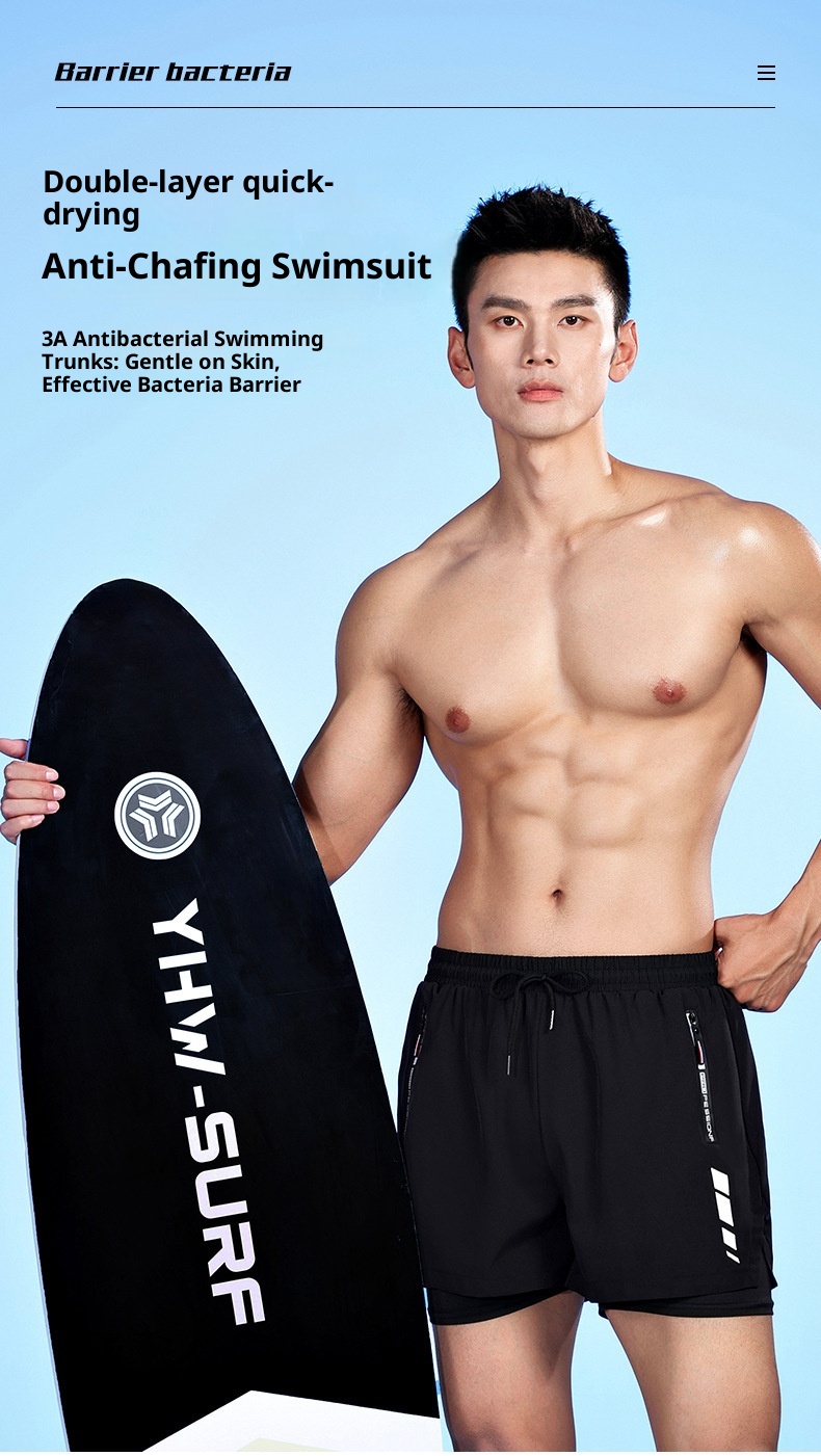 001 Badehose Herren Boxer Fünf-Punkt-Badeanzug-Set Anti-Peinlichkeiten Neue professionelle Strand-Schwimmbekleidung für Erwachsene_voghion.com