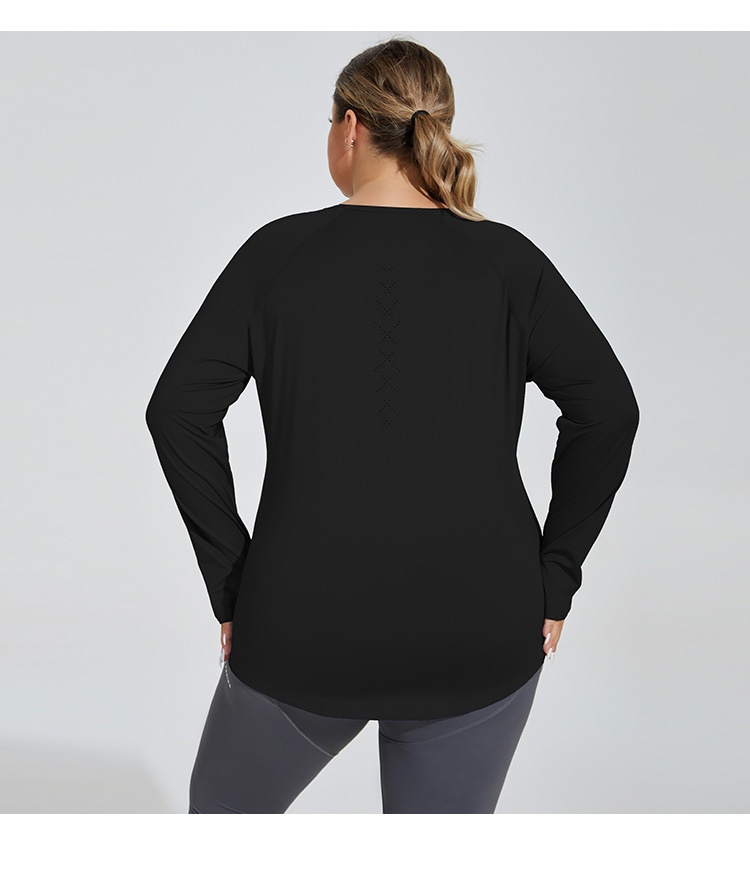 ActiveGo ActiveGo Plus Size Loose Fit Hip-Covering Yoga Shirt Slimming Mesh Back Traspirante Manica Lunga Running Fitness Top Abbigliamento Sportivo Per_voghion.com