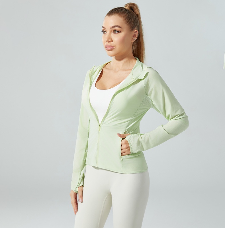 ActiveGo ActiveGo QCFE Qiancai Feier Summer Outdoor Sports Yoga Fitness Running Hooded Ice Feel Sun Protection Jacket For Women 3031_voghion.com