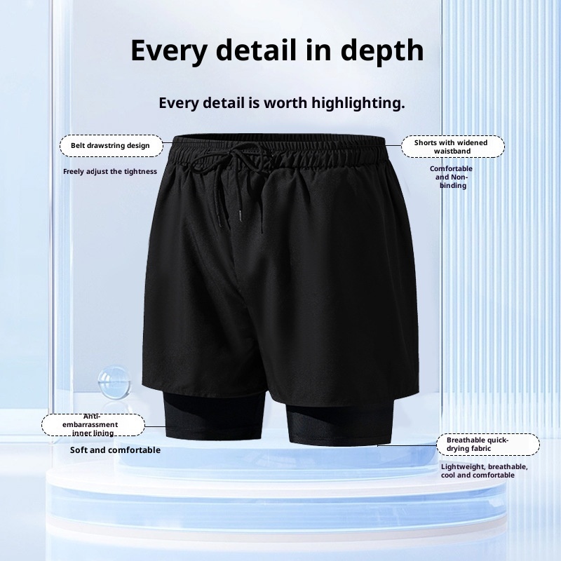 001 Costume da bagno da uomo per adulti, nuovo boxer largo alla moda professionale anti-imbarazzo a doppio strato ad asciugatura rapida, elastico alto_voghion.com