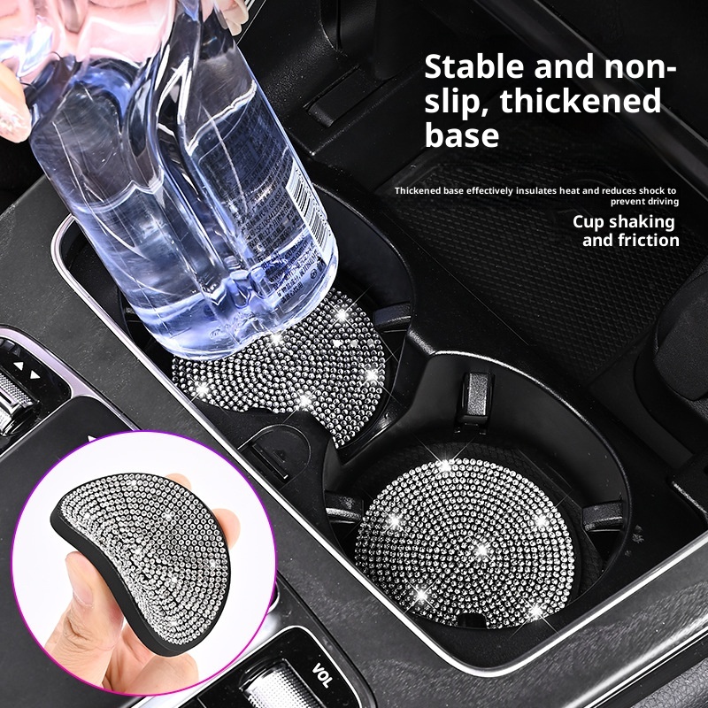Small Deng Small Deng Cross-Border Exclusive With Rhinestones, Mat, Creative Car Anti-Slip Silicone Rhinestone Cup Mat_voghion.com