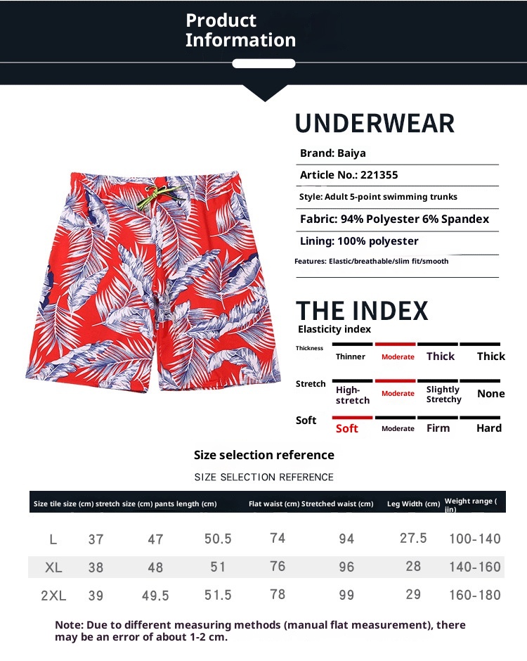 001 Plus Size Men's Swim Adult Comfortable Breathable Anti-Embarrassment Beach Shorts Fashion Printed Hot Spring Swimming_voghion.com