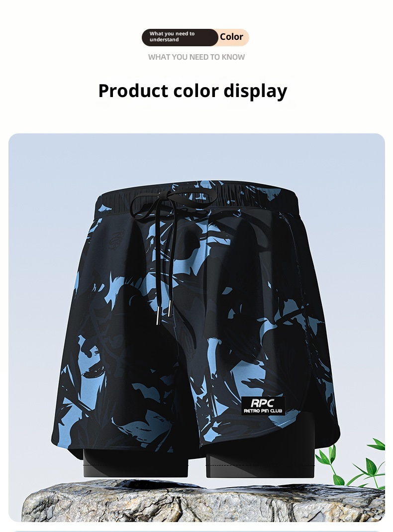 Maillot de bain une pièce double couche pour homme, style boxer, cinq points, anti-gêne, équipement de natation professionnel pour adultes._voghion.com