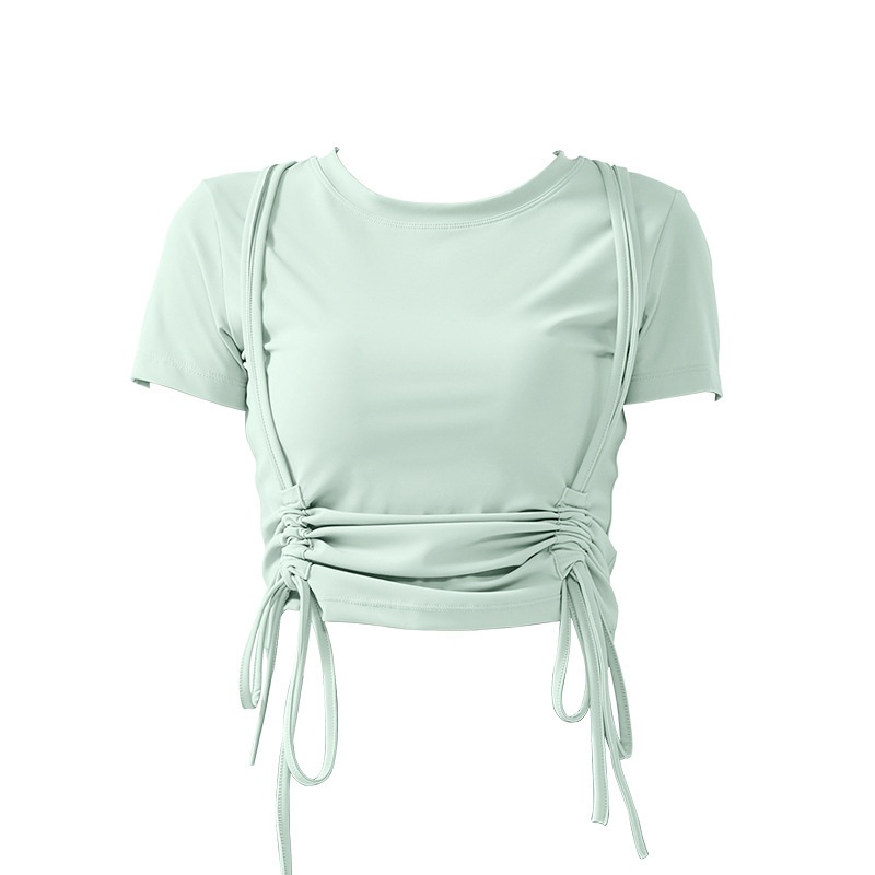 ActiveGo ActiveGo Outdoor Bare Sensation Sports Maglietta a maniche corte con coulisse per yoga e fitness Pilates ad asciugatura rapida_voghion.com