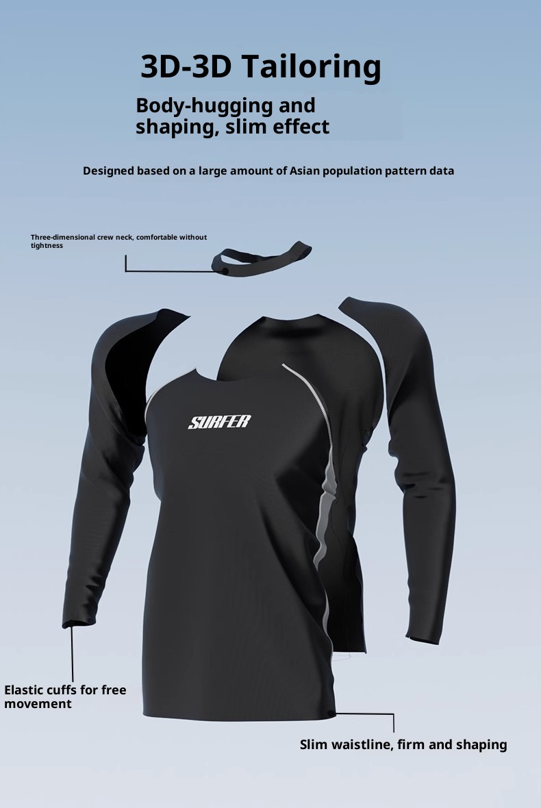 001 Men's Sleeve Long Pants Swimsuit Double Layer Professional Training New Adult Surfing Suit Hot Spring Full Set_voghion.com