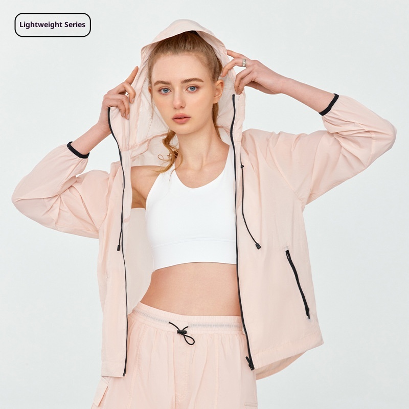 ActiveGo ActiveGo Giacca sportiva leggera da esterno, casual, con cappuccio, per yoga, da indossare in palestra e all'aperto_voghion.com