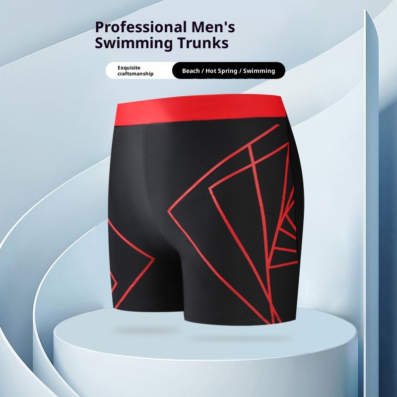 001 Men's Swim Anti-Embarrassment Adult Plus Size Fashion Color Block Polyester Beach Shorts Seaside Vacation Hot Spring_voghion.com