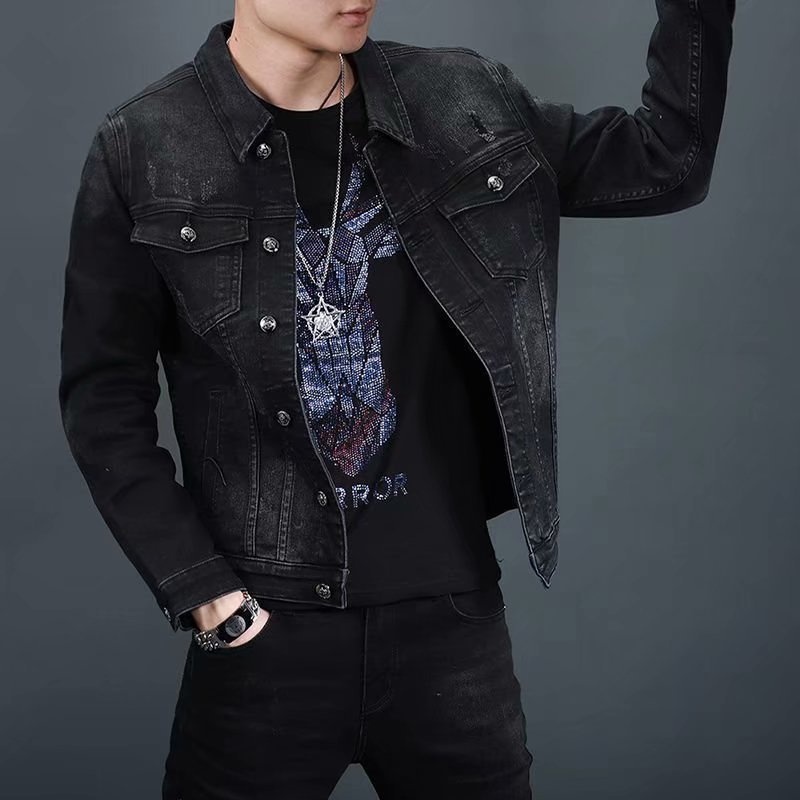 ActiveGo ActiveGo Men's Denim 2023 Spring And Autumn American Style Trendy Retro Coat Embroidered Jacket Versatile Top_voghion.com