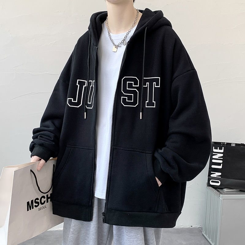 ActiveGo ActiveGo Men's Spring Cardigan Sweatshirt American Retro Handsome Oversize Loose Hooded Trendy Brand Jacket_voghion.com