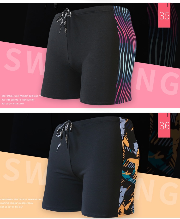 001 Men's Swimming Wholesale Boxer Large Size Milk Silk Adult Fashion Printed Hot Spring Vacation Beach Swim Trunks_voghion.com