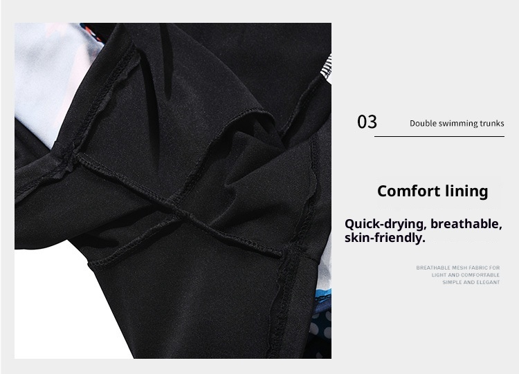 001 Neue, schnelltrocknende, doppellagige, bedruckte Badehose in Übergröße mit Anti-Peinlichkeits-Effekt – Professionelle Herren-Bademode_voghion.com