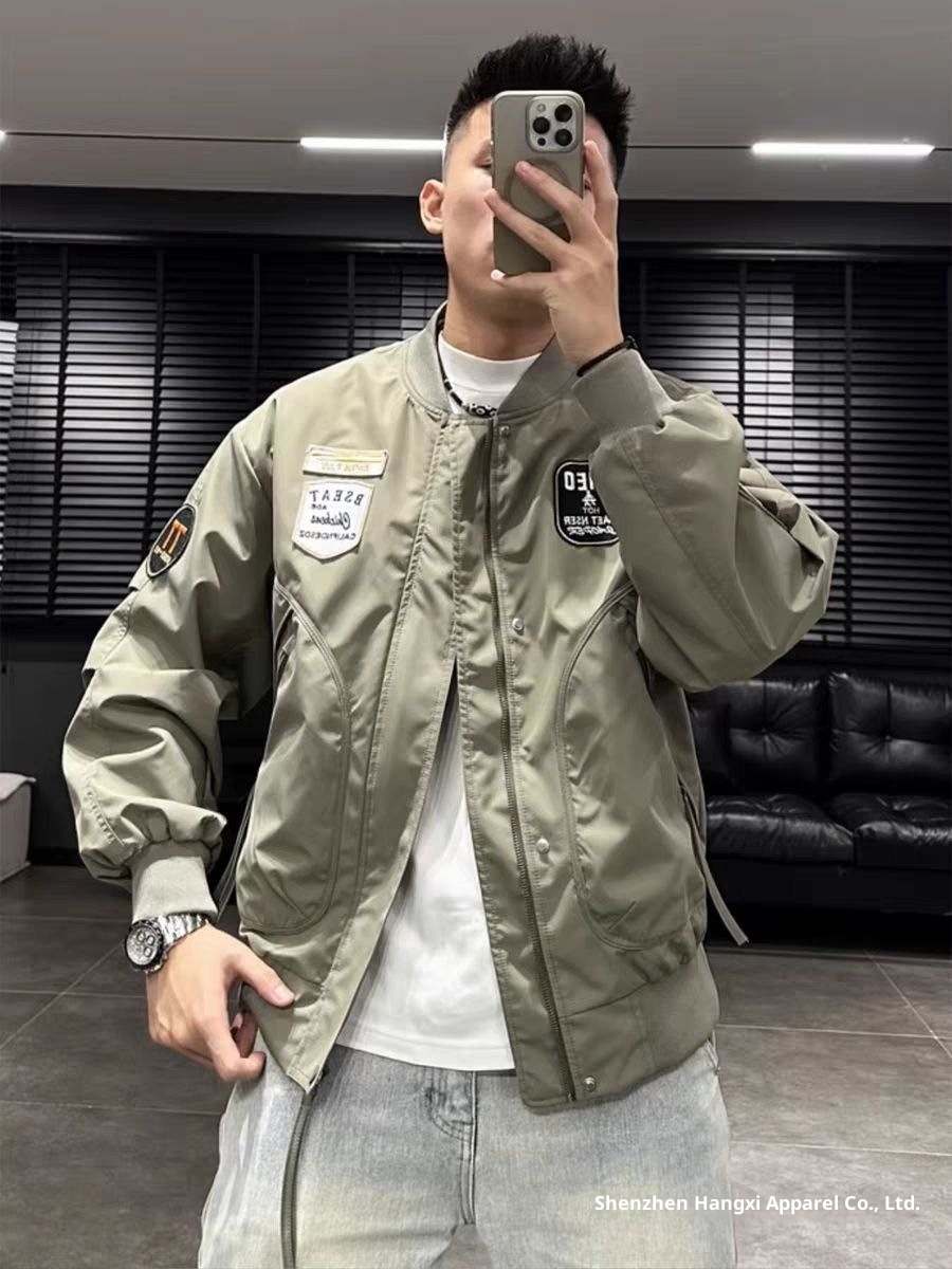 Giacca da baseball da uomo ActiveGo ActiveGo autunno stile americano, alla moda, casual, ricamata, nuova di zecca, da pilota, elegante_voghion.com