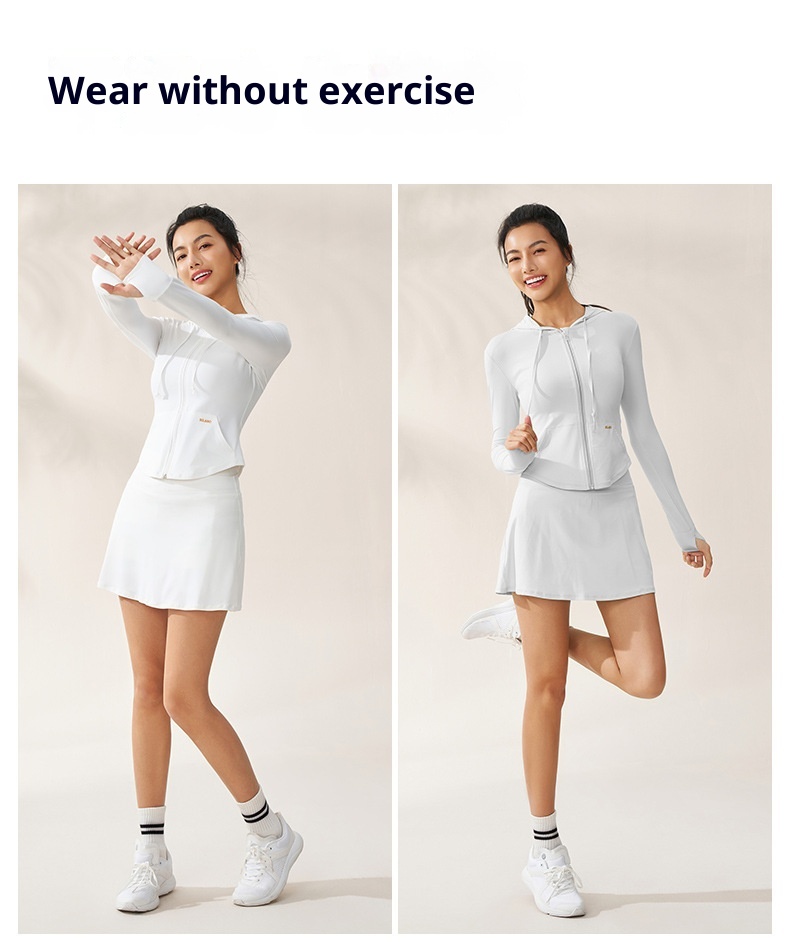 ActiveGo ActiveGo Zhejiang Xichen Original Yarn, abbigliamento da yoga traspirante con cappuccio e protezione solare UV per donna, abbigliamento leggero per esterni_voghion.com