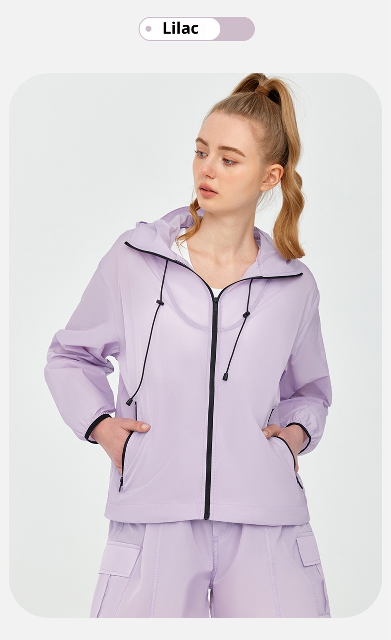 ActiveGo ActiveGo Giacca sportiva leggera da esterno, casual, con cappuccio, per yoga, da indossare in palestra e all'aperto_voghion.com