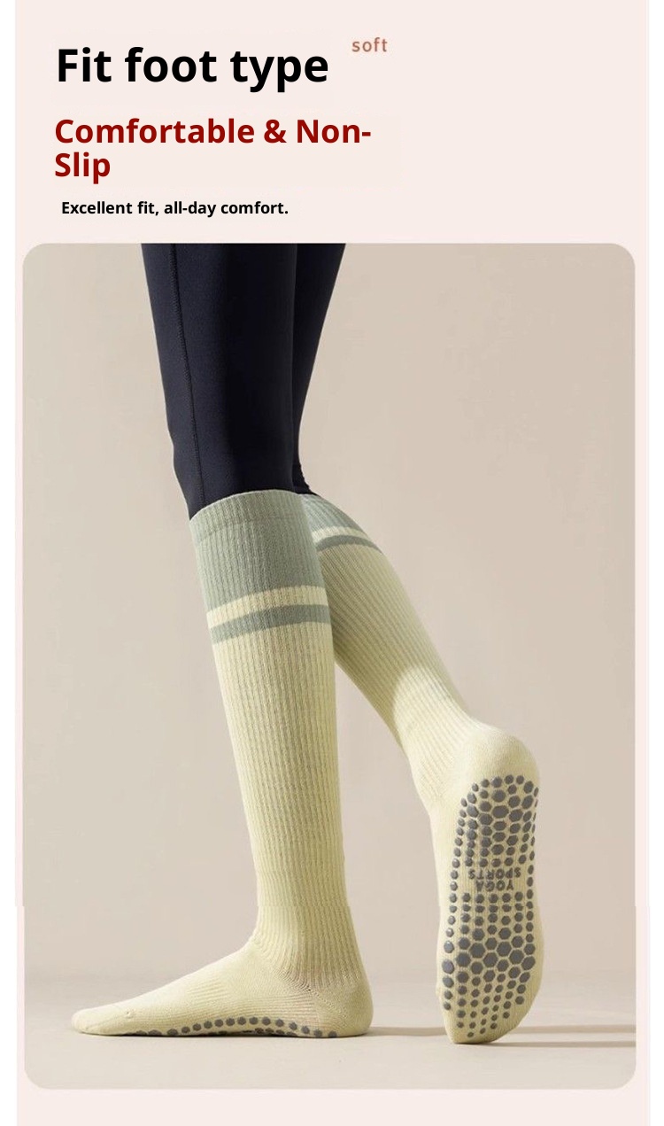 001 Yoga Socks Thin Non-Slip Mid-Calf Professional Compression Calf Pilates Summer Jump Rope Running Sports Fitness_voghion.com