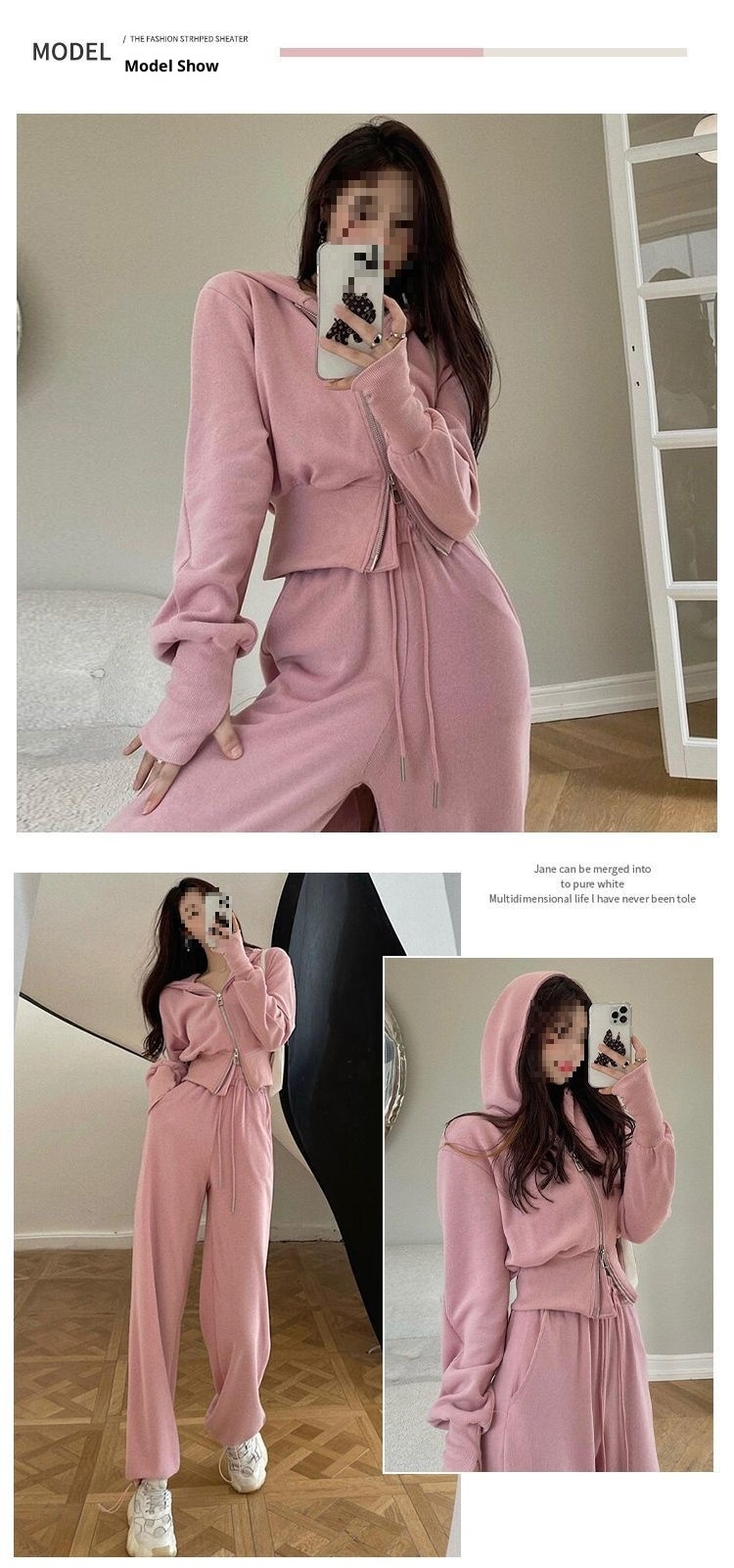 001 Plus Casual For Women, Fleece-Lined Short Sweatshirt, Large Size Women's Clothing, Autumn And Winter Loose Long Pants_voghion.com
