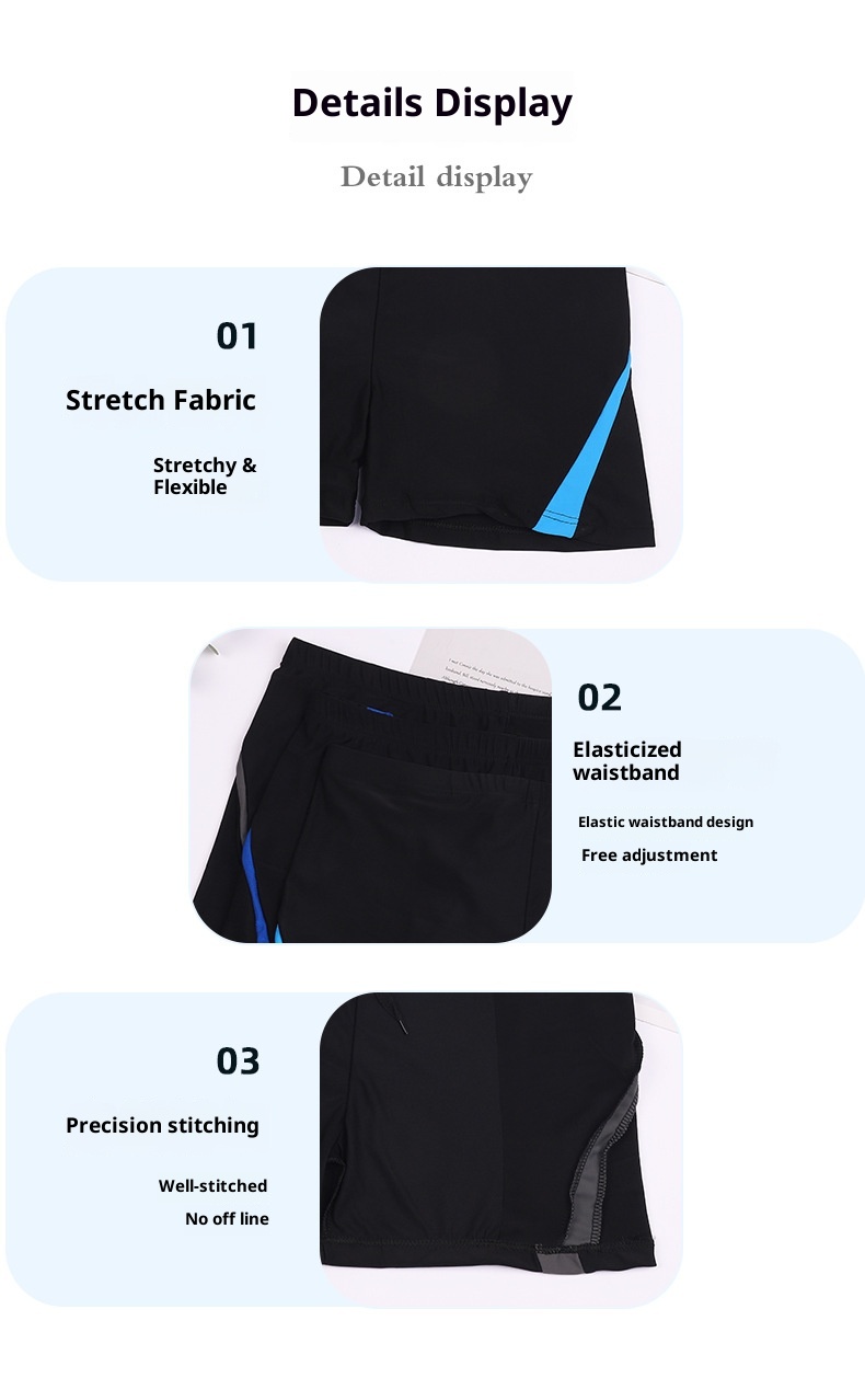 001 Neue, schlichte Badehose mit Seitenstreifen für heiße Quellen, bequem, atmungsaktiv, Boxershorts-Stil, schnelltrocknend, erfrischend, Großhandel für Erwachsene_voghion.com