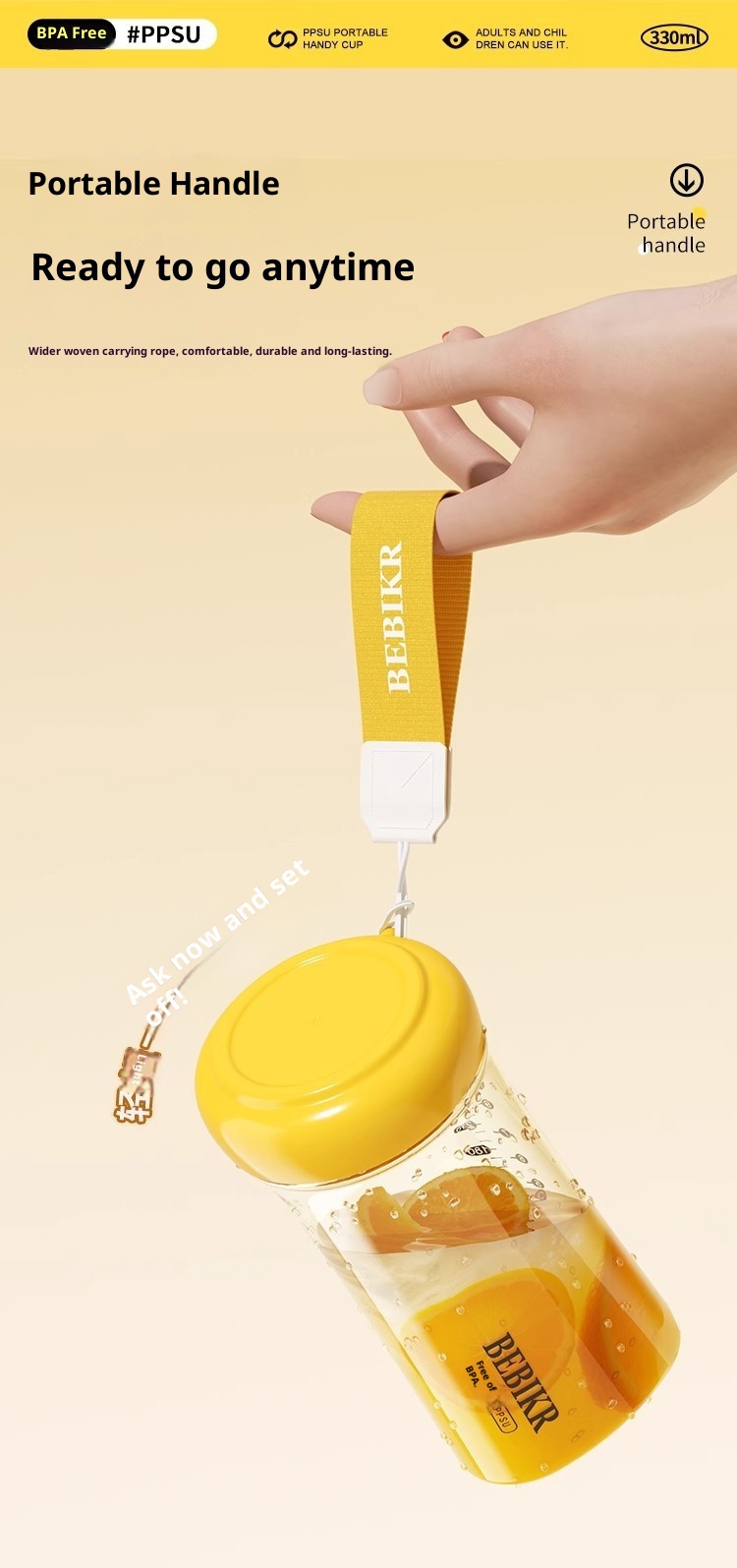 001 PPSU Mini 330ml Leak-Proof High Temperature Resistant Pocket Portable Student Girl Lightweight Travel Water Cup_voghion.com