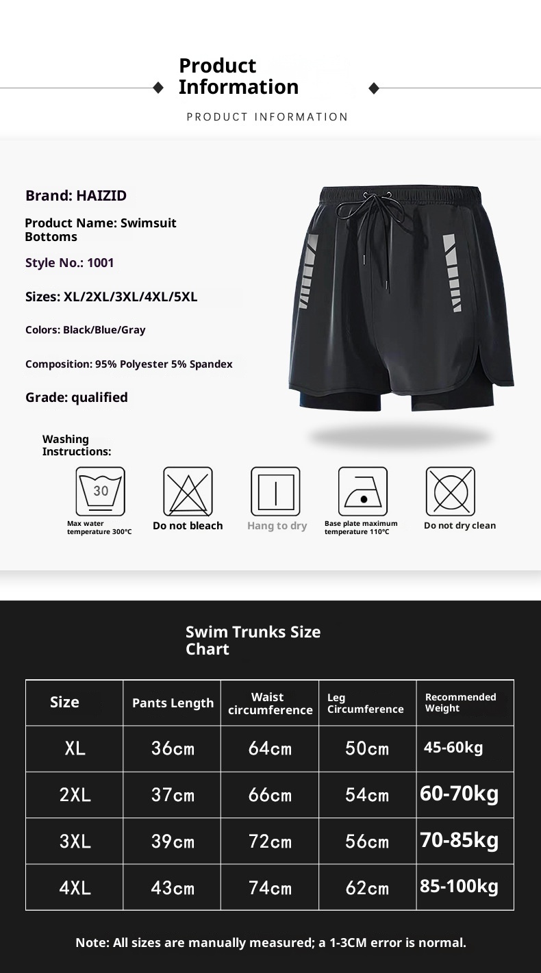 001 2024 Neue Herren-Badehose im Großhandel: Doppellagig, locker, schnelltrocknend, Anti-Peinlichkeits-Badehose, Boxershorts in großen Größen, Bademode_voghion.com