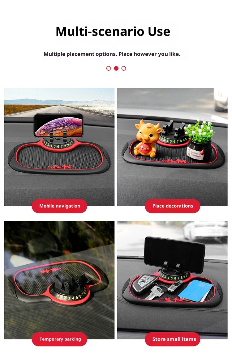 Xiao Deng Handyhalterung, multifunktional, mit Nationalflagge, rutschfest, für Armaturenbrett, Instrumententafel, Auto-Ablagematte, Parkplatznummernschild_voghion.com