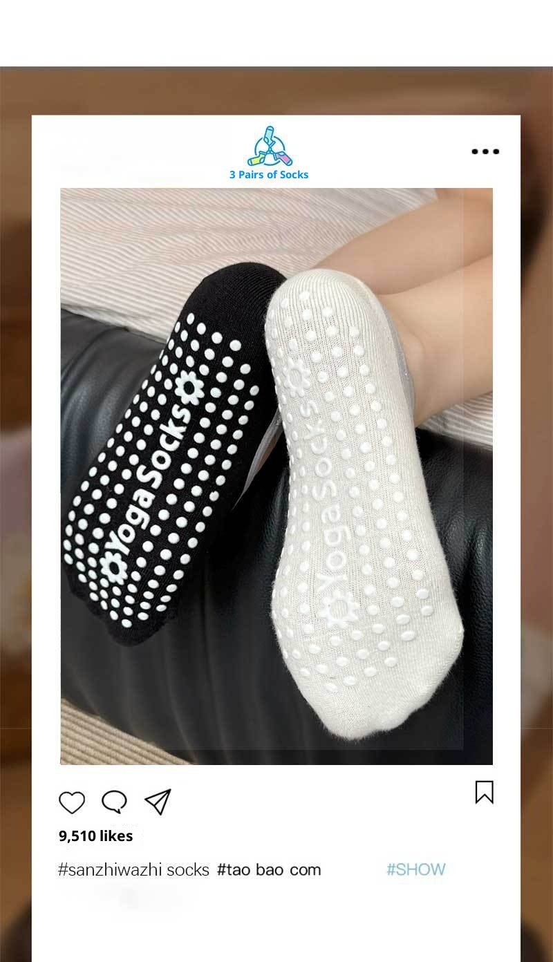 Chaussettes de sport pour femmes, modèle Yoga Pilates 001, fines, en coton, antidérapantes, sans déport du talon, idéales pour le sport et le fitness._voghion.com