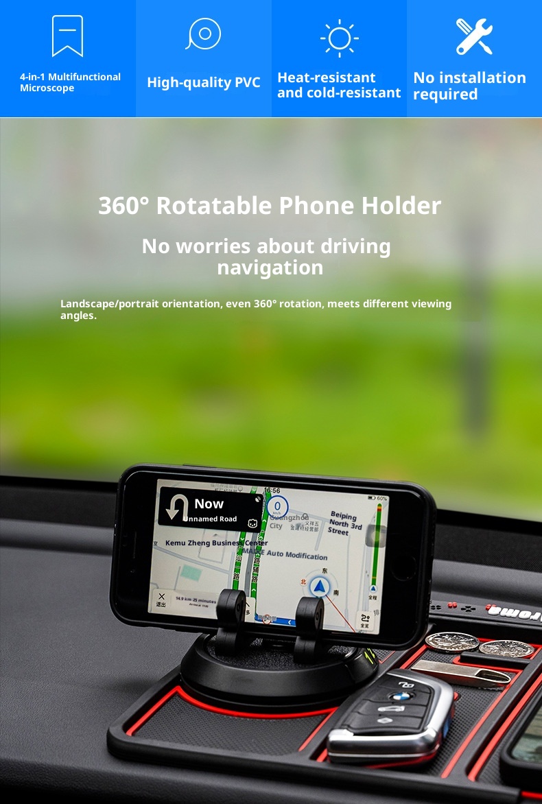 Phone Anti-Slip Mount Organizer 360 Rotating Navigation Holder Dashboard Mat Car Accessories_voghion.com