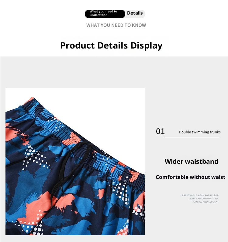 001 Neue, schnelltrocknende, doppellagige, bedruckte Badehose in Übergröße mit Anti-Peinlichkeits-Effekt – Professionelle Herren-Bademode_voghion.com