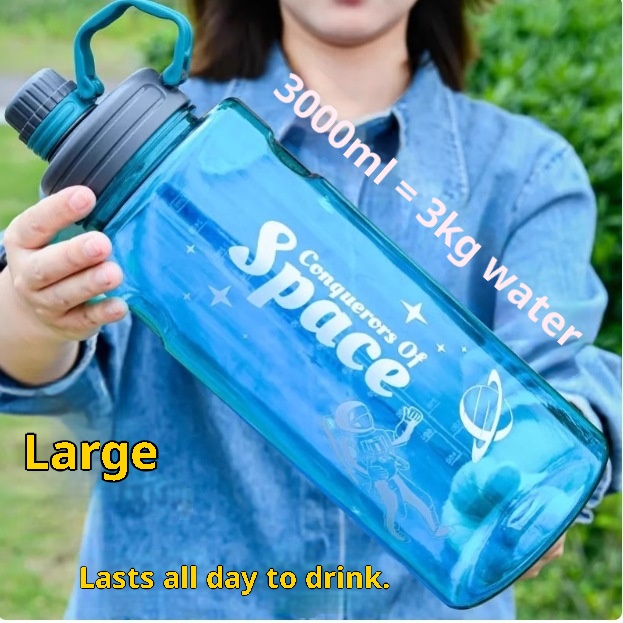 001 3000ML Capacity Sports Plastic Bottle Men Summer Student Outdoor Large Tea Cup Water Jug Portable For Women_voghion.com