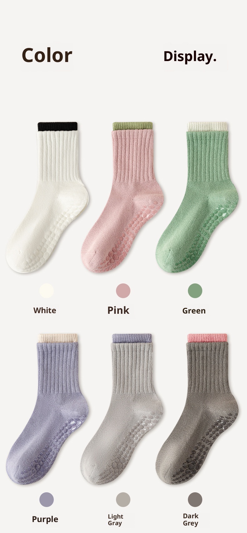 001 Women's Summer Thin Full Sole Non-Slip Shock Absorption Silicone Sports Yoga Double Loop Design Seamless Mid-Calf Socks_voghion.com