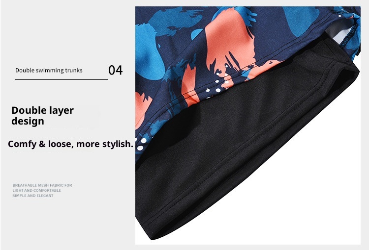 001 Doppellagige, schnelltrocknende Herren-Schwimmbekleidung, neu, peinlich, große Größe, locker geschnitten, bedruckt, Verkaufsschlager, professionelle Schwimmbekleidung für Erwachsene_voghion.com
