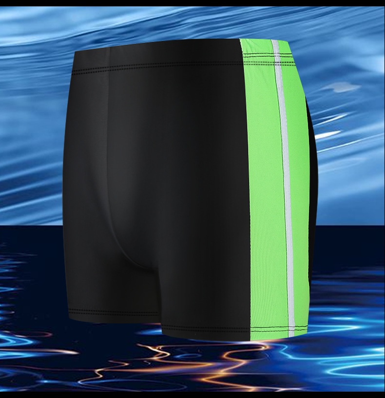 001 Men's Swim Trunks Anti-Embarrassment Adult Sports Plus Size Fashion Color Block Quick-Dry Beach Boxer Shorts_voghion.com