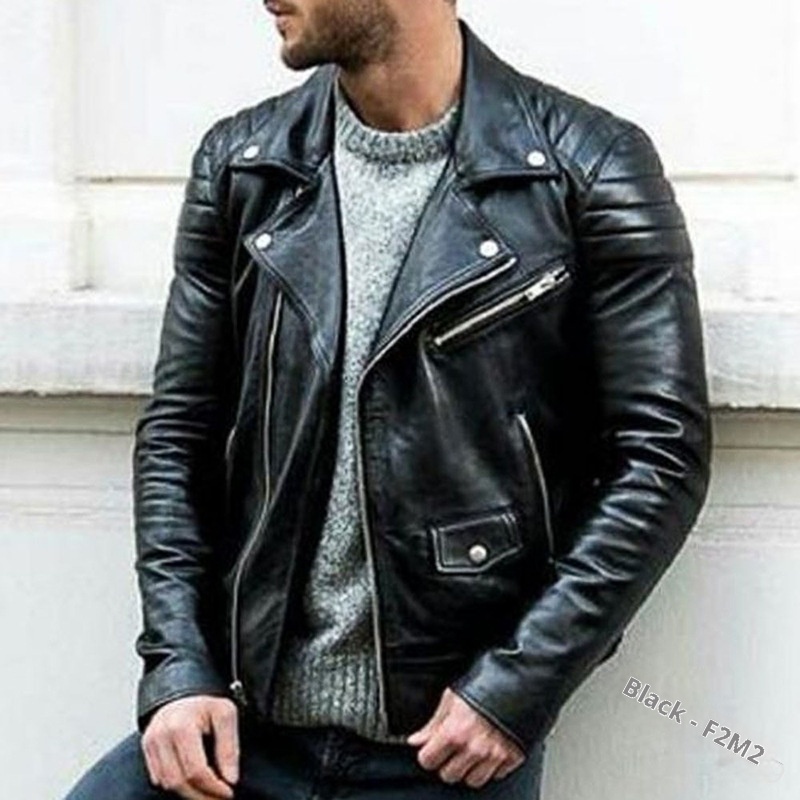 ActiveGo ActiveGo 2024 New European And American Clothing Stand Collar Punk Men's Motorcycle Leather Jacket Py38-p85_voghion.com